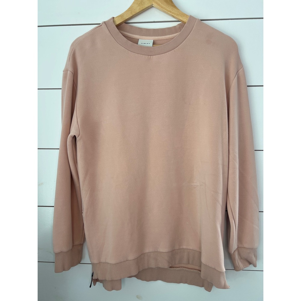 Varley Womens Blush Pink Crewneck Side Zip Sweatshirt Size Small Activewear
